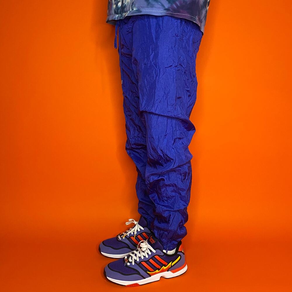 Vintage Y2K Track Pants Mens M Royal Blue Nylon Joggers Lined